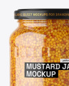 Clear Glass Jar with Wholegrain Mustard Mockup