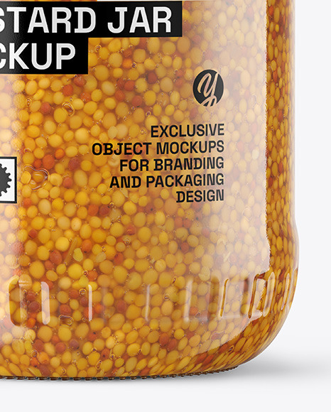 Clear Glass Jar with Wholegrain Mustard Mockup