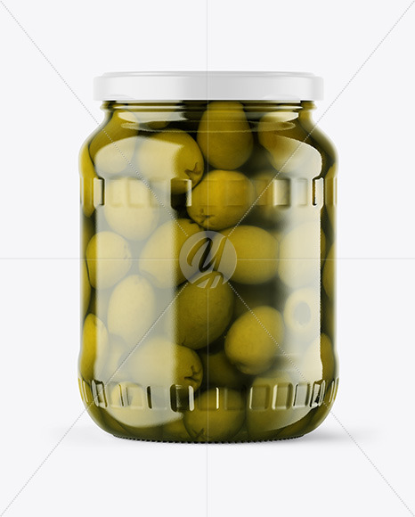 Clear Glass Jar with Olives Mockup