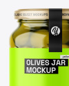 Clear Glass Jar with Olives Mockup