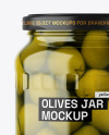 Clear Glass Jar with Olives Mockup