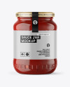 Clear Glass Jar with Red Sauce Mockup