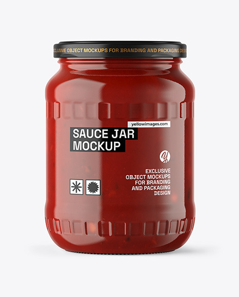 Clear Glass Jar with Red Sauce Mockup