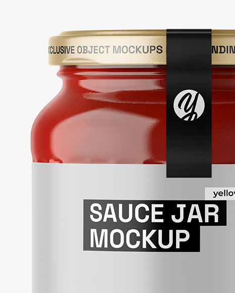 Clear Glass Jar with Red Sauce Mockup