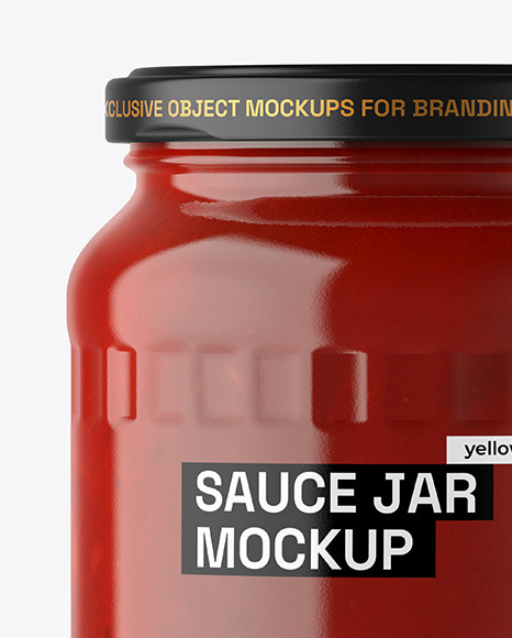 Clear Glass Jar with Red Sauce Mockup