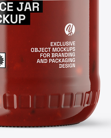 Clear Glass Jar with Red Sauce Mockup