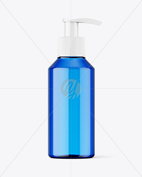 Blue Plastic Bottle w/ Pump Mockup Blue Plastic Bottle w/ Pump Mockup