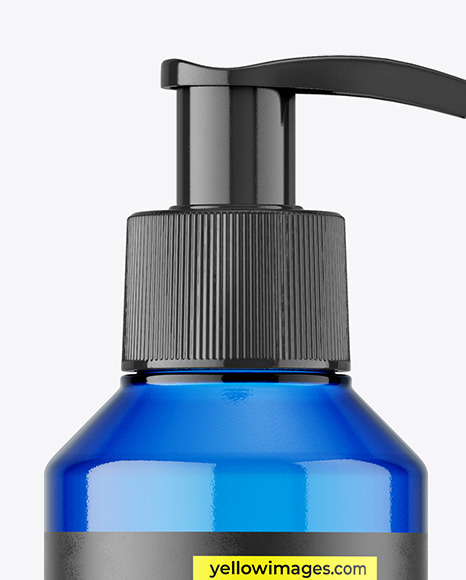 Blue Plastic Bottle w/ Pump Mockup Blue Plastic Bottle w/ Pump Mockup
