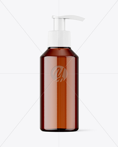 Amber Plastic Bottle w/ Pump Mockup Amber Plastic Bottle w/ Pump Mockup