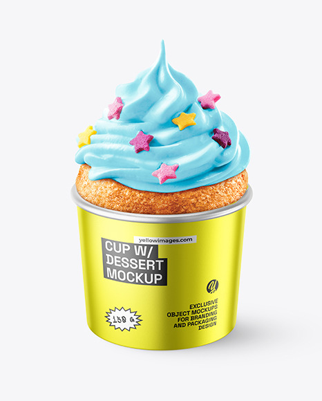 Matte Paper Cup with Cupcake Mockup