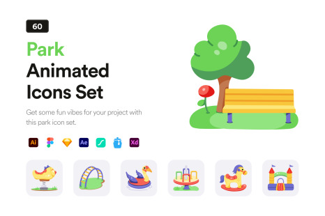 Animated Park Icon Set - Amusement