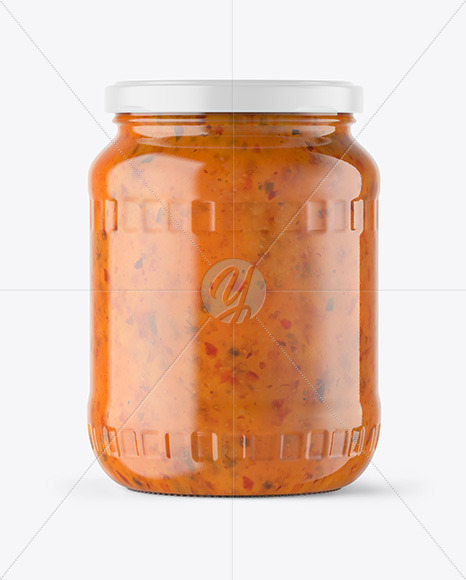 Clear Glass Jar with Sweet Chili Thai Sauce Mockup