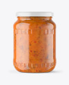 Clear Glass Jar with Sweet Chili Thai Sauce Mockup