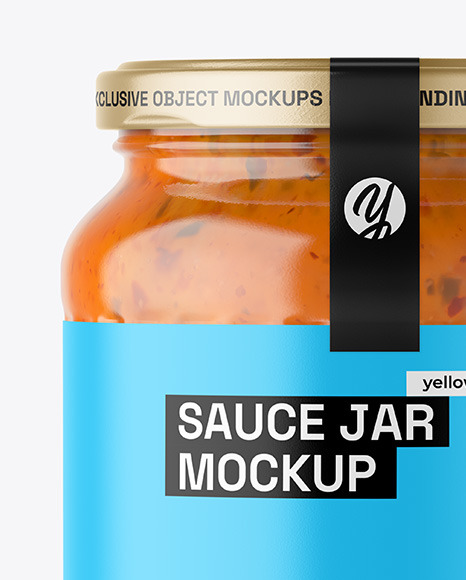 Clear Glass Jar with Sweet Chili Thai Sauce Mockup