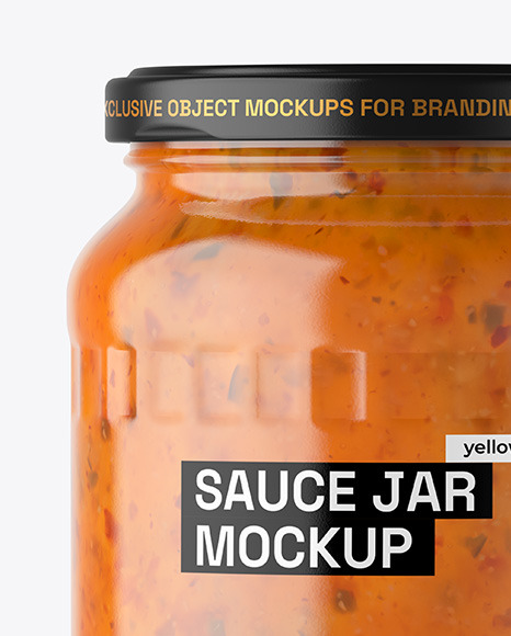 Clear Glass Jar with Sweet Chili Thai Sauce Mockup