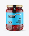 Clear Glass Jar with Strawberry Jam Mockup