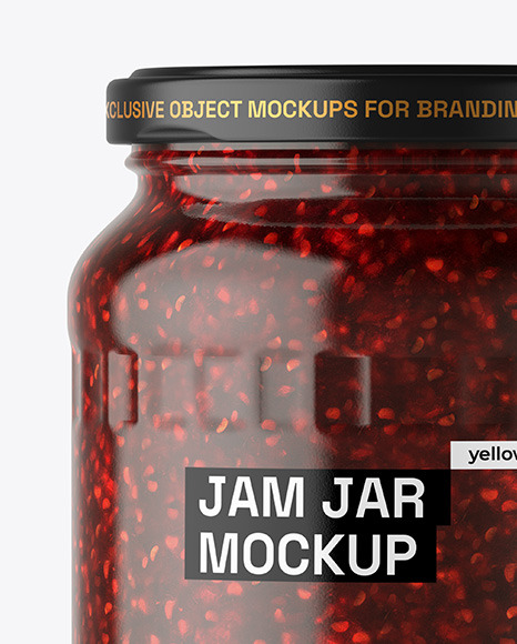 Clear Glass Jar with Raspberry Jam Mockup