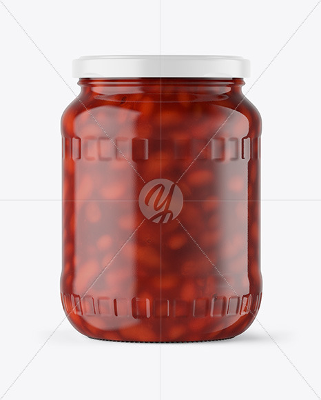 Clear Glass Jar with Beans Mockup