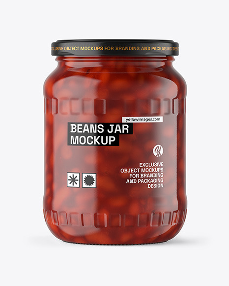 Clear Glass Jar with Beans Mockup