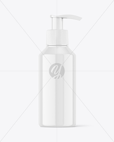 Glossy Plastic Bottle w/ Pump Mockup Glossy Plastic Bottle w/ Pump Mockup
