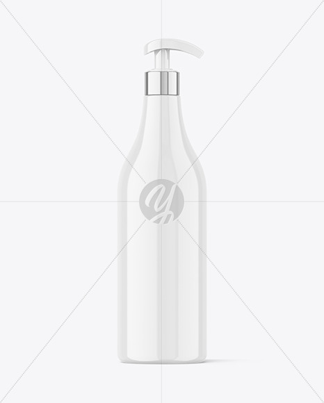 Glossy Plastic Bottle w/ Pump Mockup