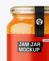 Clear Glass Jar with Mango Jam Mockup