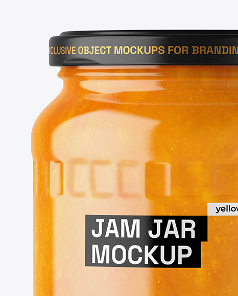 Clear Glass Jar with Mango Jam Mockup