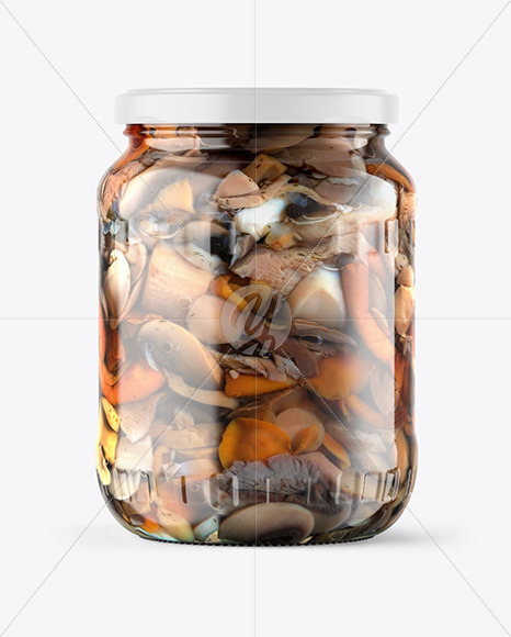 Clear Glass Jar with Mushrooms Mockup