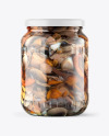 Clear Glass Jar with Mushrooms Mockup