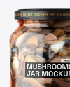 Clear Glass Jar with Mushrooms Mockup