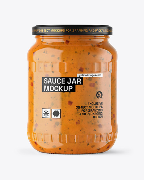 Clear Glass Jar with Chipotle Sauce Mockup