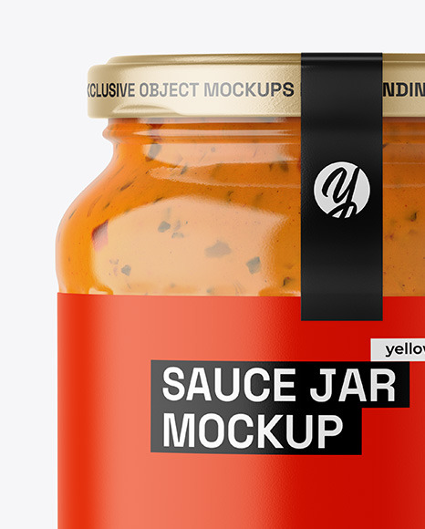 Clear Glass Jar with Chipotle Sauce Mockup