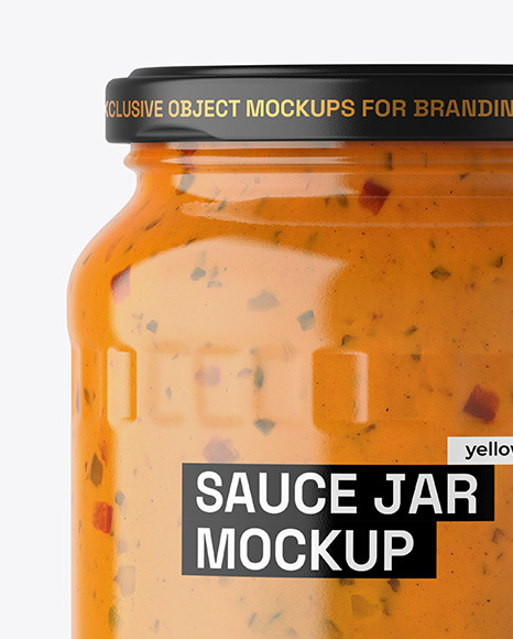 Clear Glass Jar with Chipotle Sauce Mockup