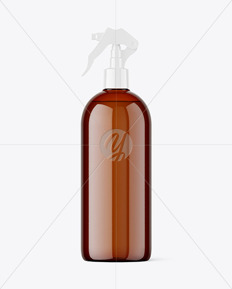 Amber Plastic Trigger Spray Bottle Mockup