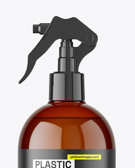 Amber Plastic Trigger Spray Bottle Mockup