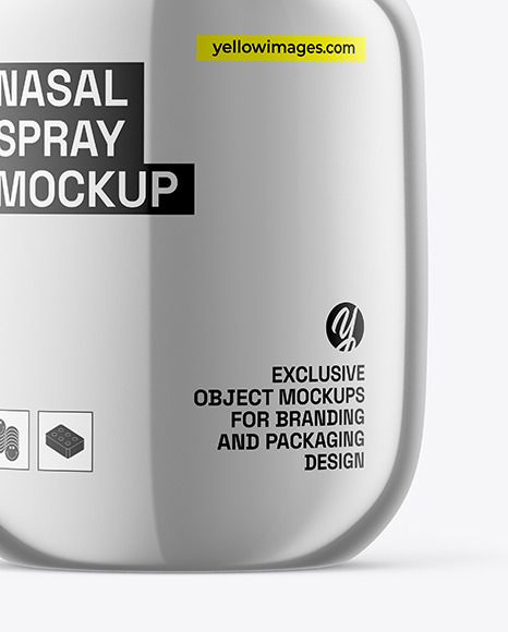 Glossy Metallic Nasal Spray Bottle Mockup