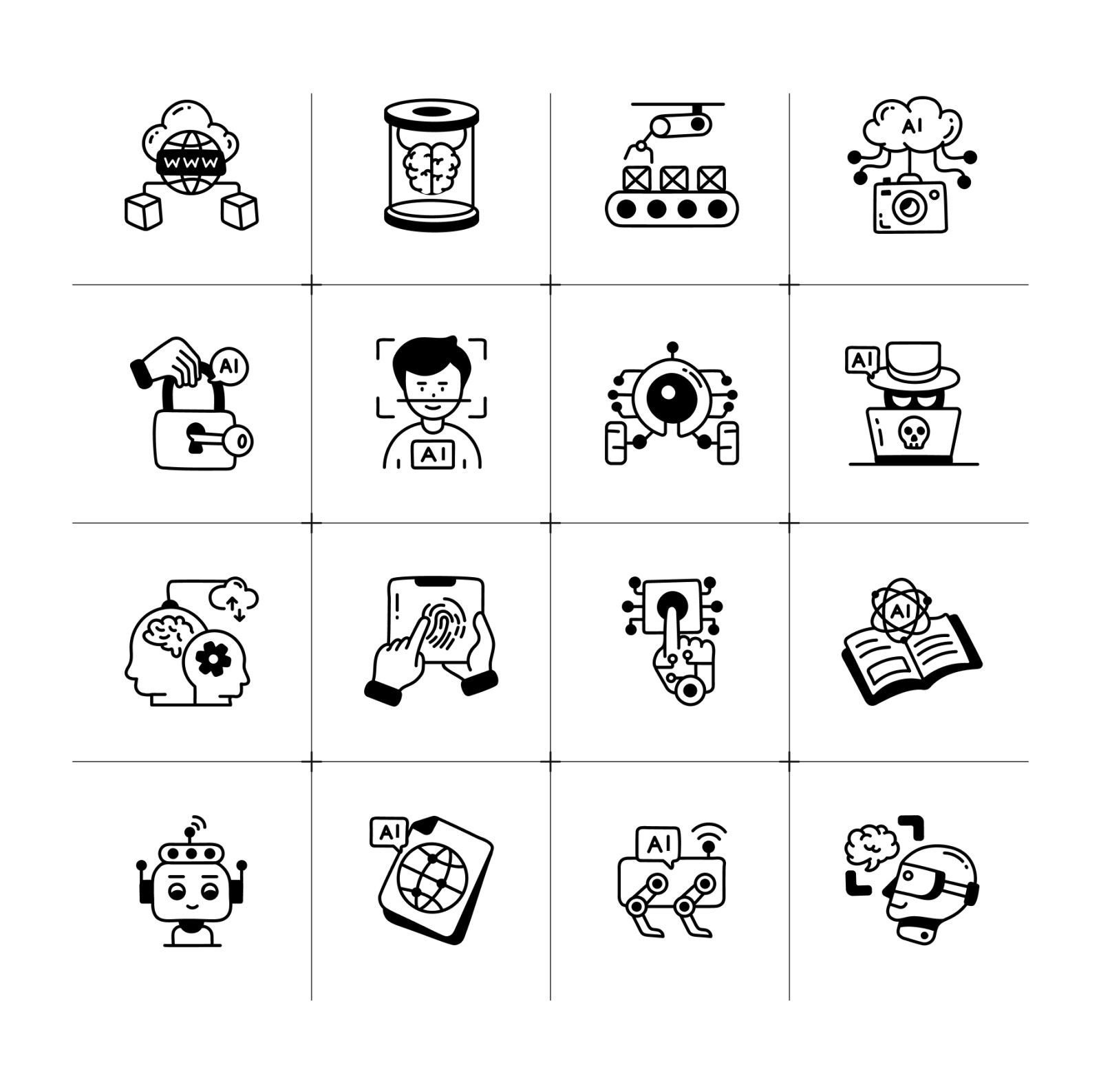 Hand Drawn Animated AI Icons