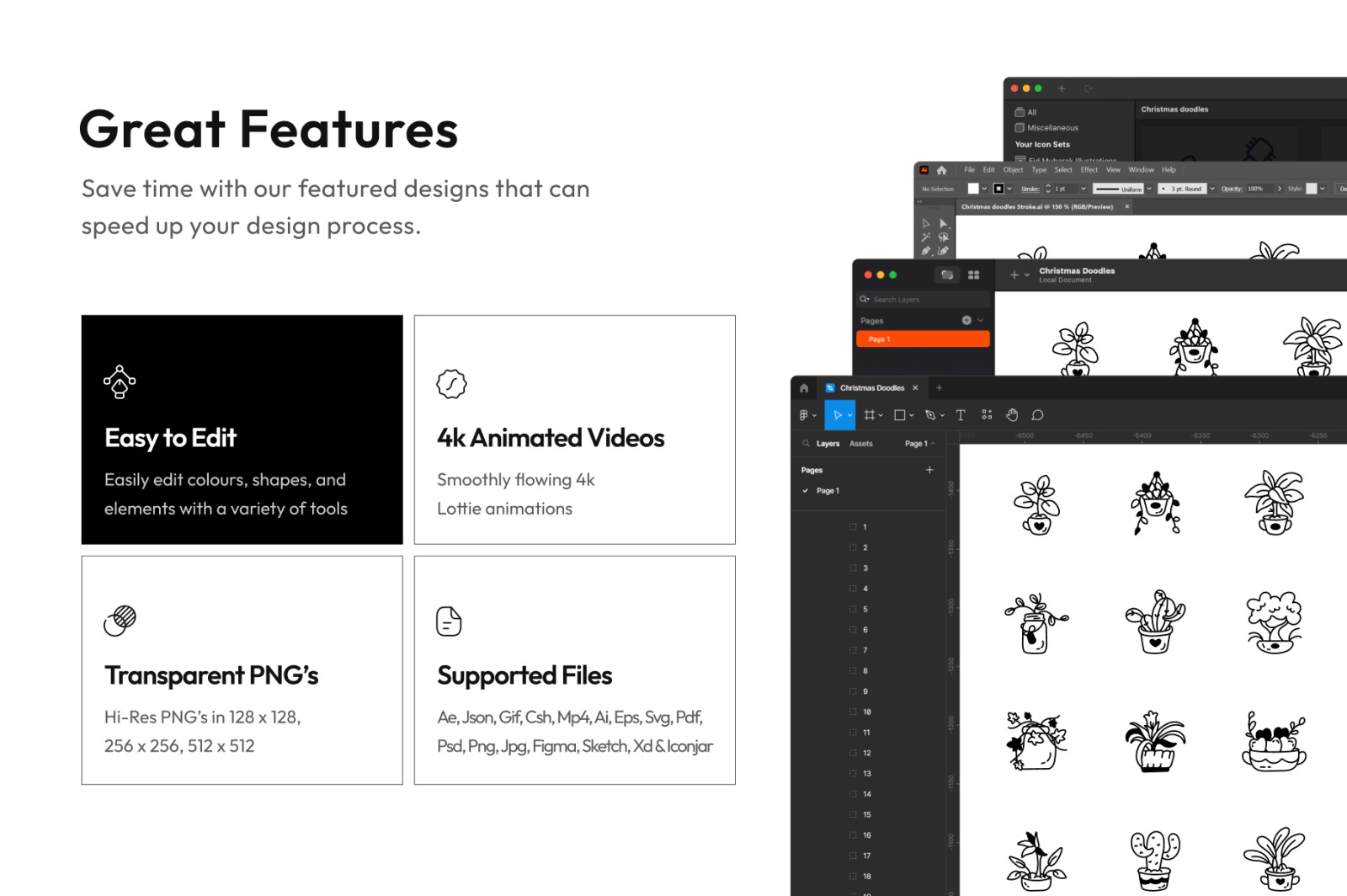 Animated Plant Drawing Set