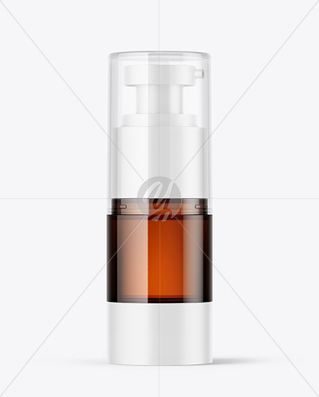 Amber Cosmetic Bottle with Pump Mockup