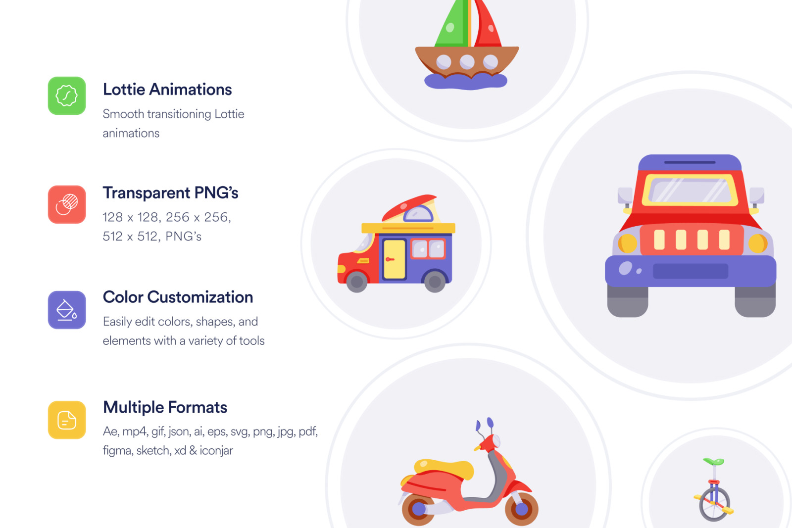 Animated Transport Icon Set Animated Transport Icon Set