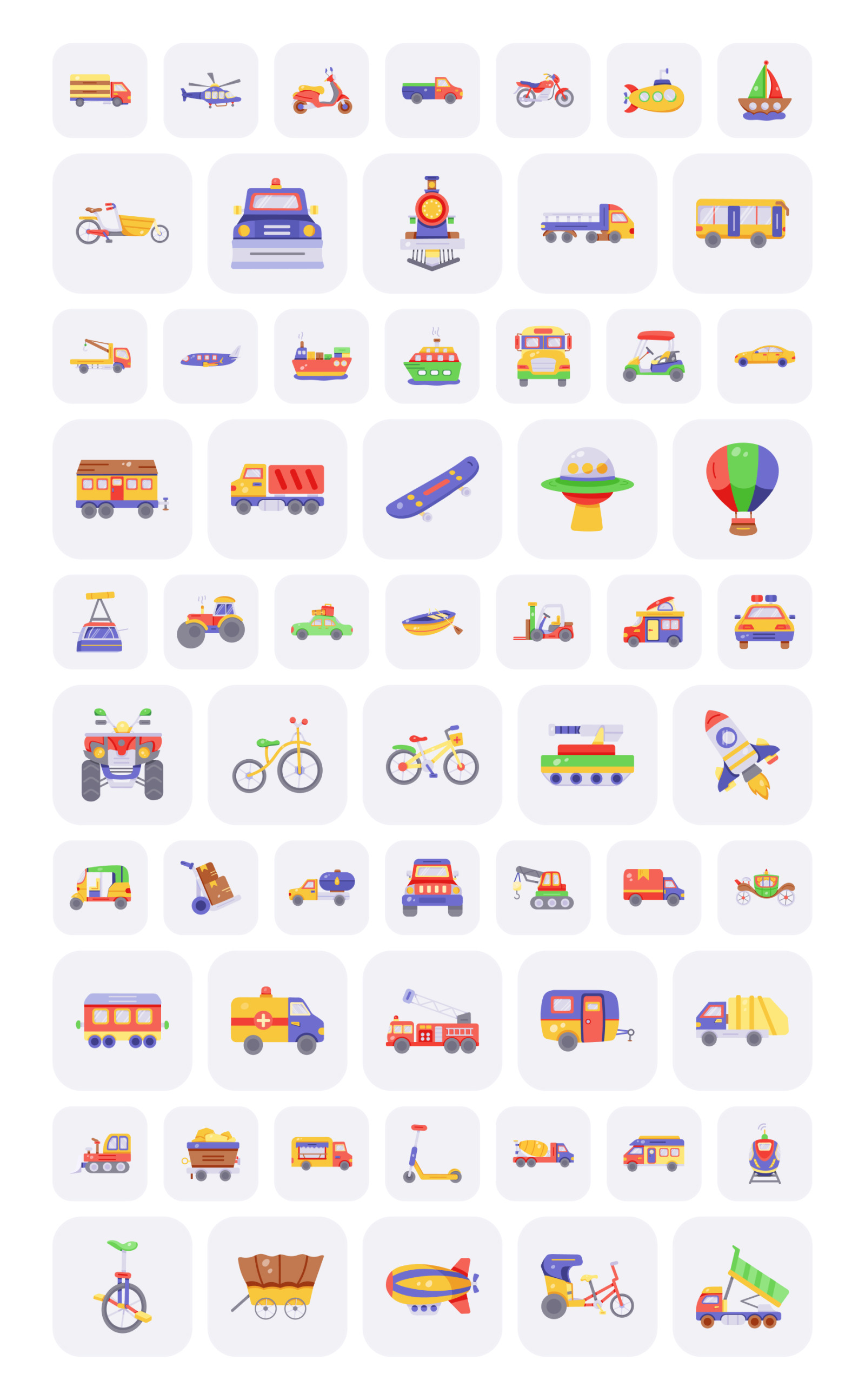 Animated Transport Icon Set