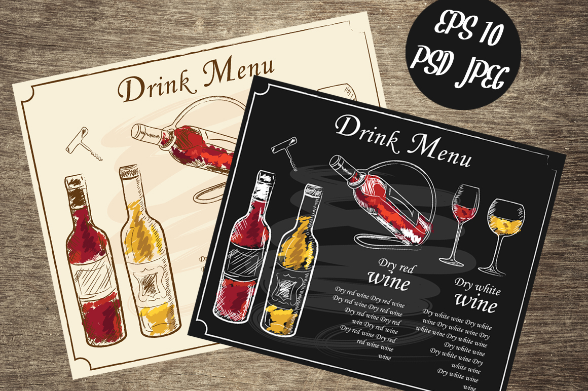 Hand-drawn Menu Wine List Vectors