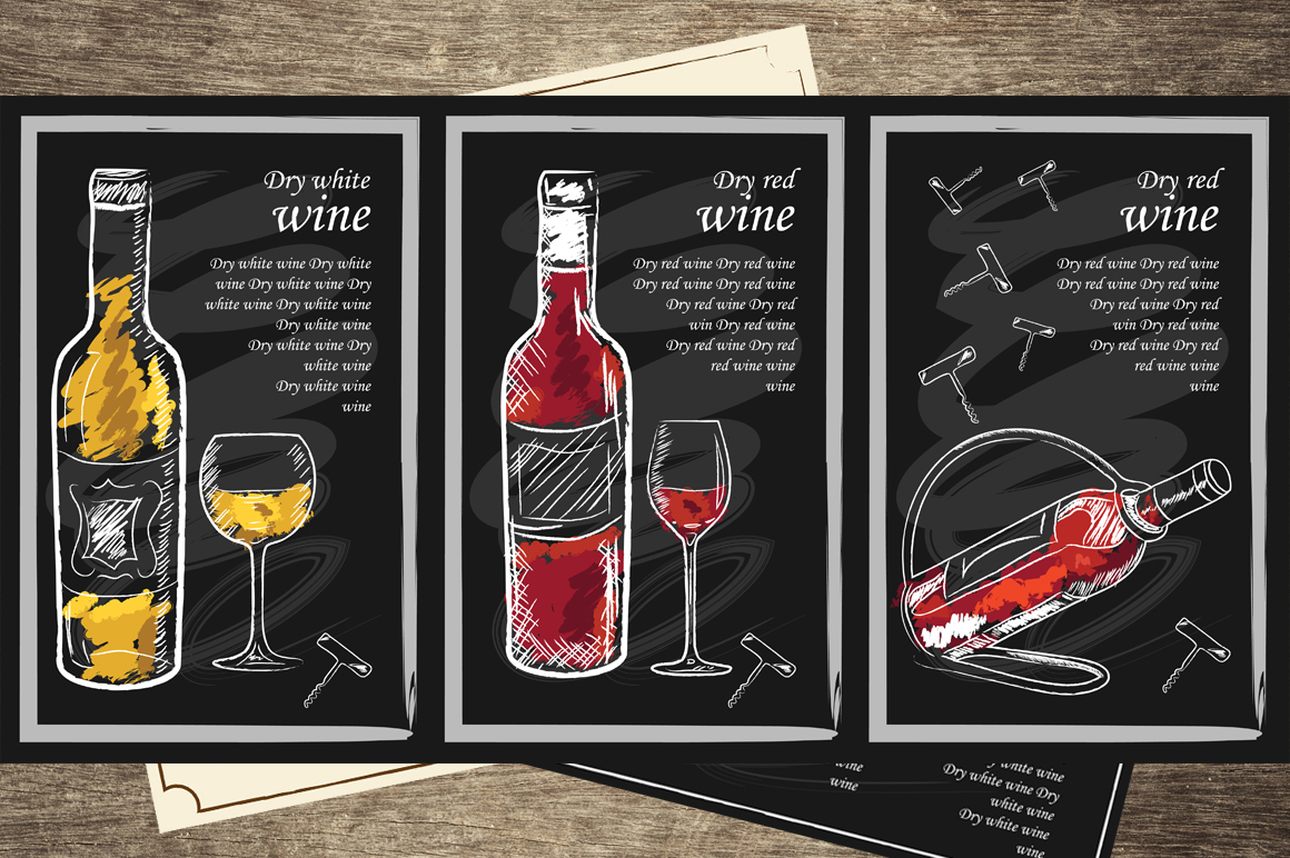 Hand-drawn Menu Wine List Vectors