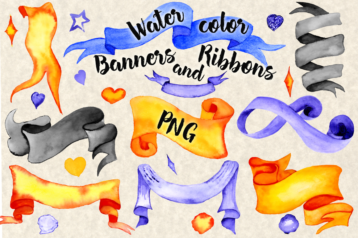 Halloween Watercolor Ribbon Banners