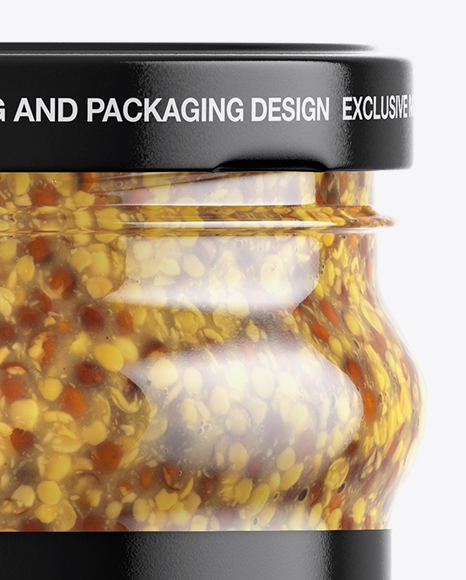 Clear Glass Jar with Wholegrain Mustard Mockup