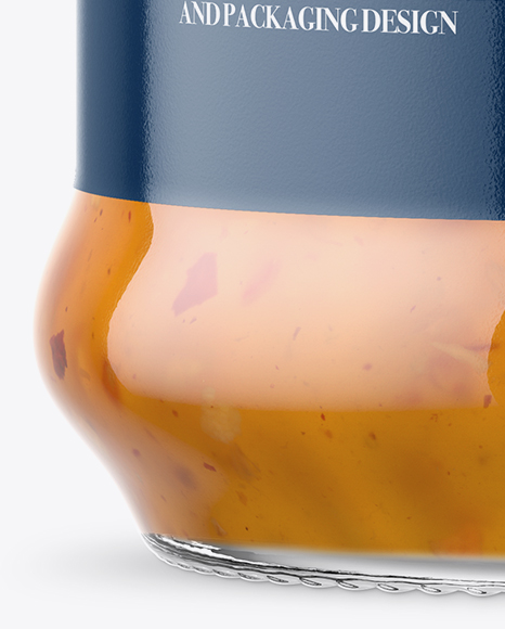 Clear Glass Jar with Sweet & Sour Sauce Mockup