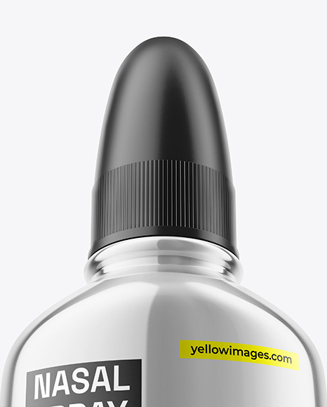 Glossy Metallic Nasal Spray Bottle Mockup