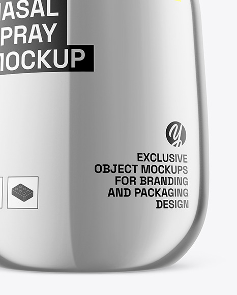 Glossy Metallic Nasal Spray Bottle Mockup