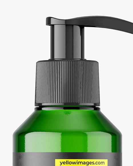 Green Plastic Bottle w/ Pump Mockup