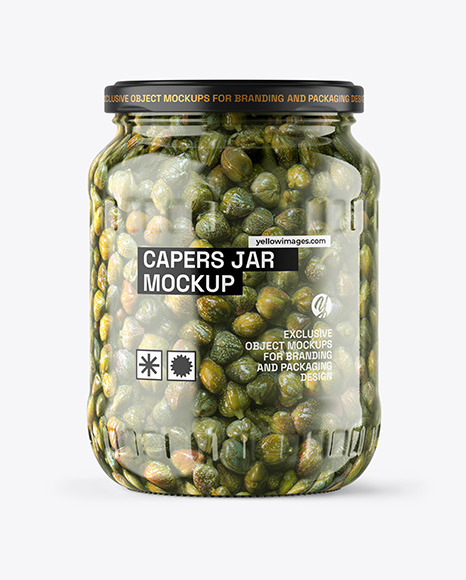 Clear Glass Jar with Capers Mockup